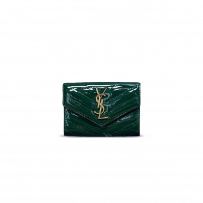 YSL CASSANDRE MATELASSÉ SMALL ENVELOPE WALLET IN PATENT LEATHER 414404 (13.5*9.5*3cm)